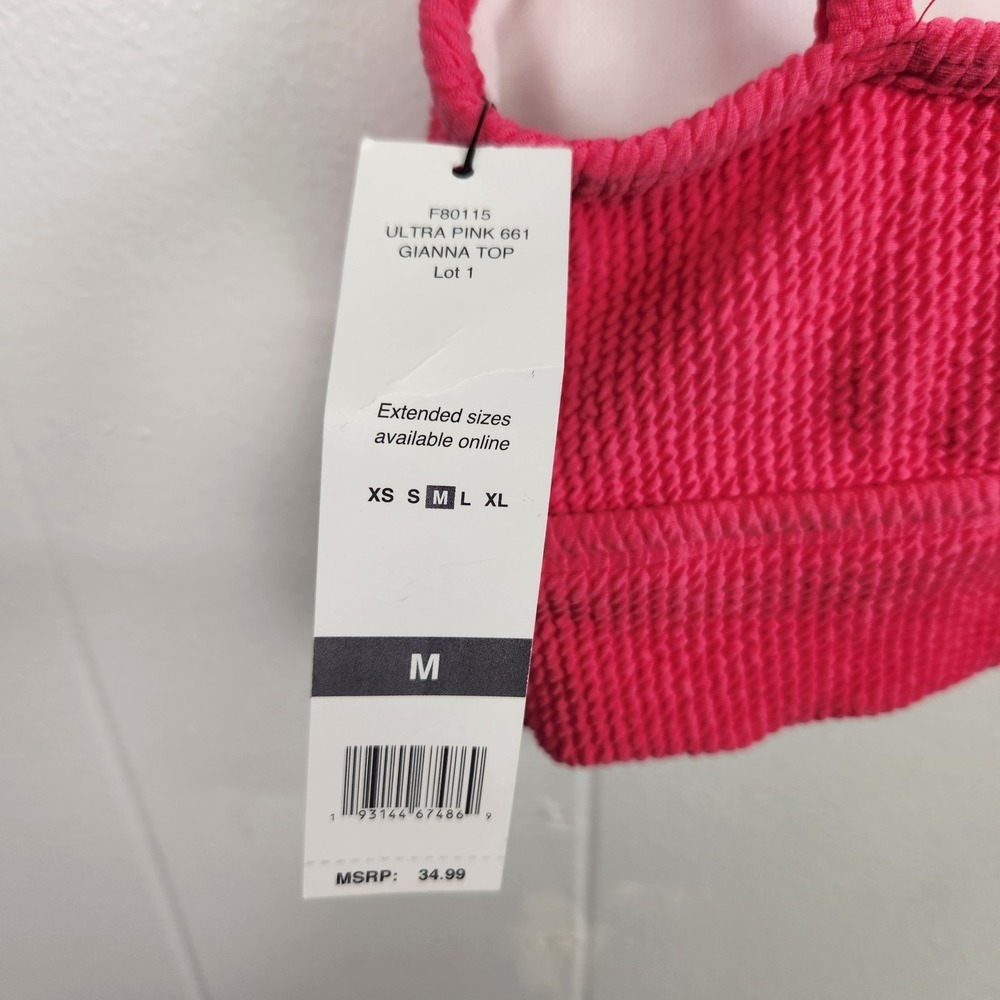 Sundazed Gianna Bikini Top M Ultra Pink Smocked Bralette NWT Flawed $34.99 - Picture 3 of 7